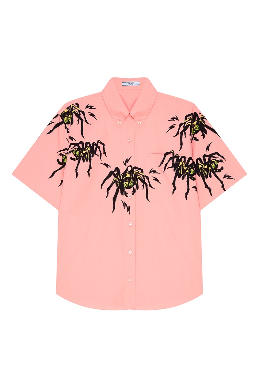 фото Розовая рубашка с пауками prada