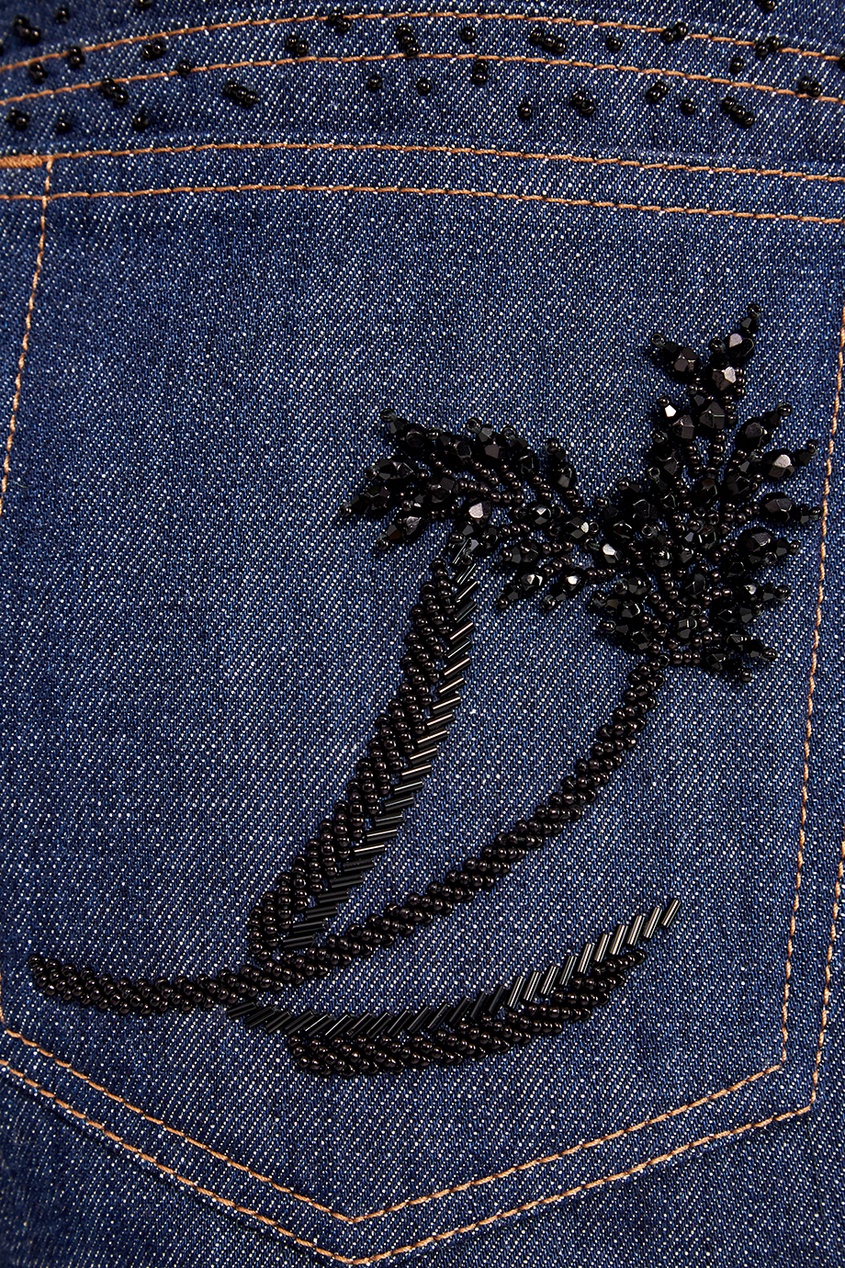 фото Короткие джинсовые шорты с бисером prada