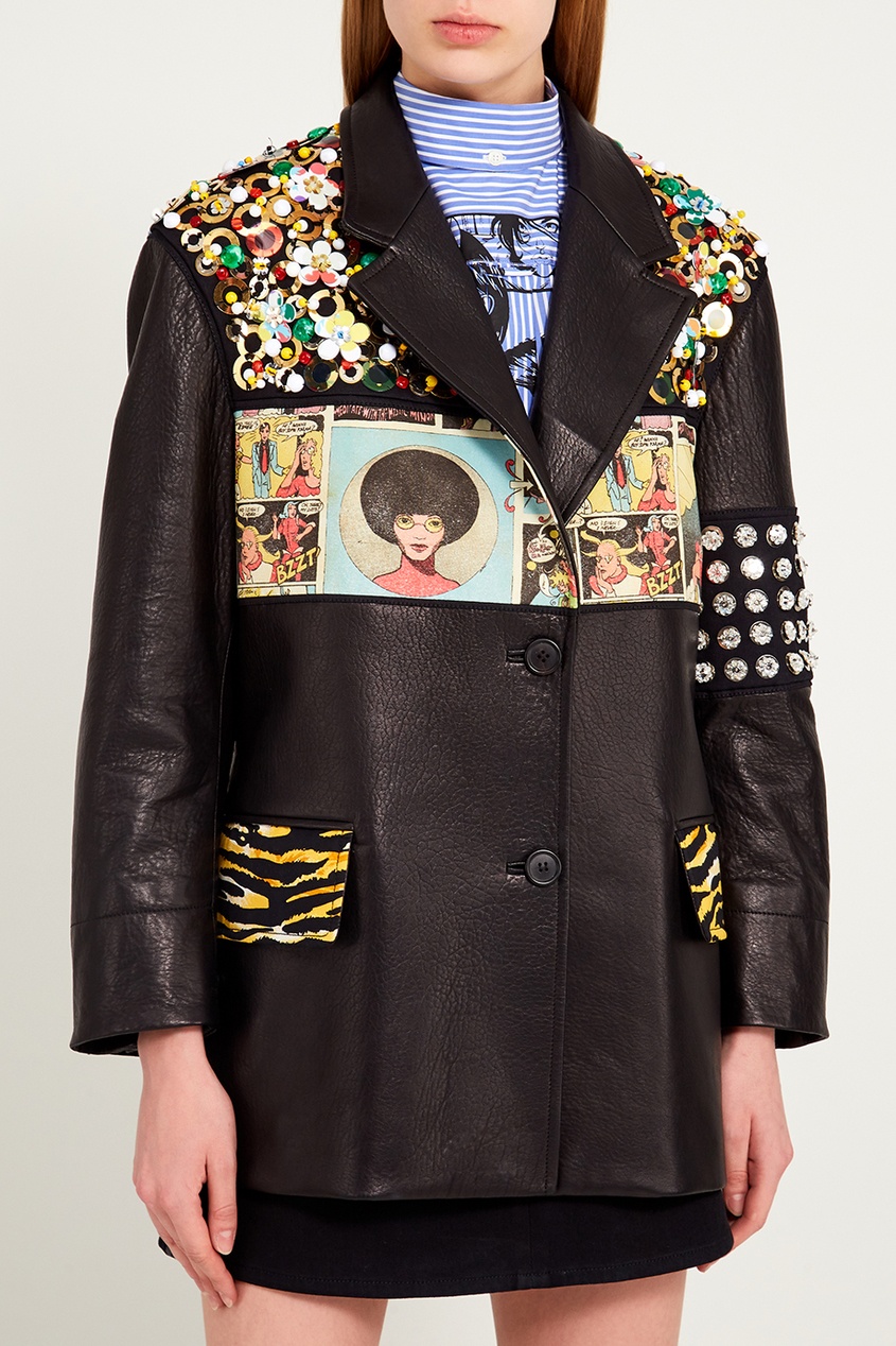 фото Кожаная куртка с отделкой Prada