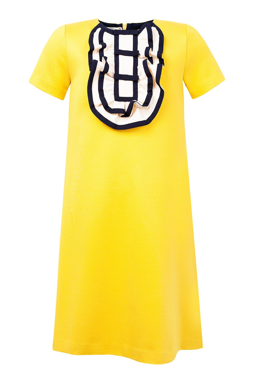 фото Желтое платье с контрастной отделкой gucci