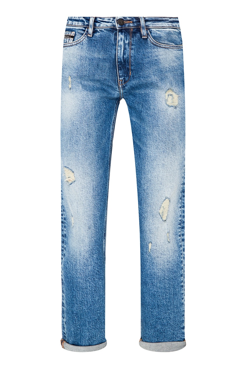 фото Синие джинсы с потертостями calvin klein