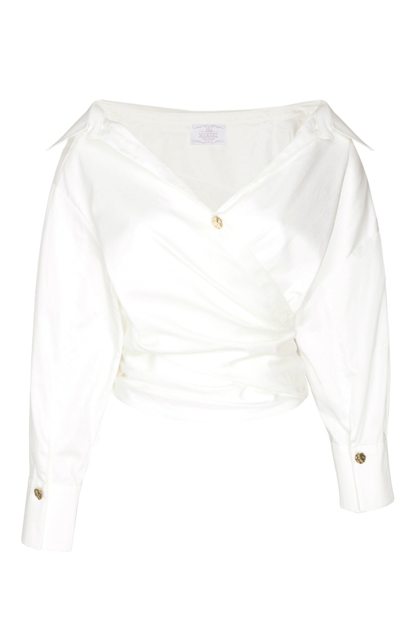 фото Белая блузка с завязками milamarsel