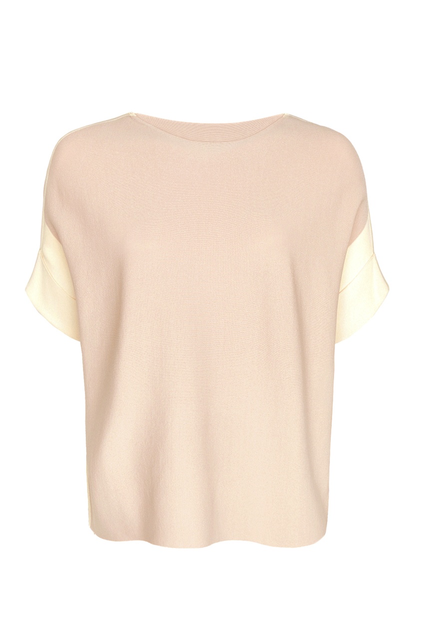 

Розовый джемпер с контрастной отделкой, Бежевый, Розовый джемпер с контрастной отделкой