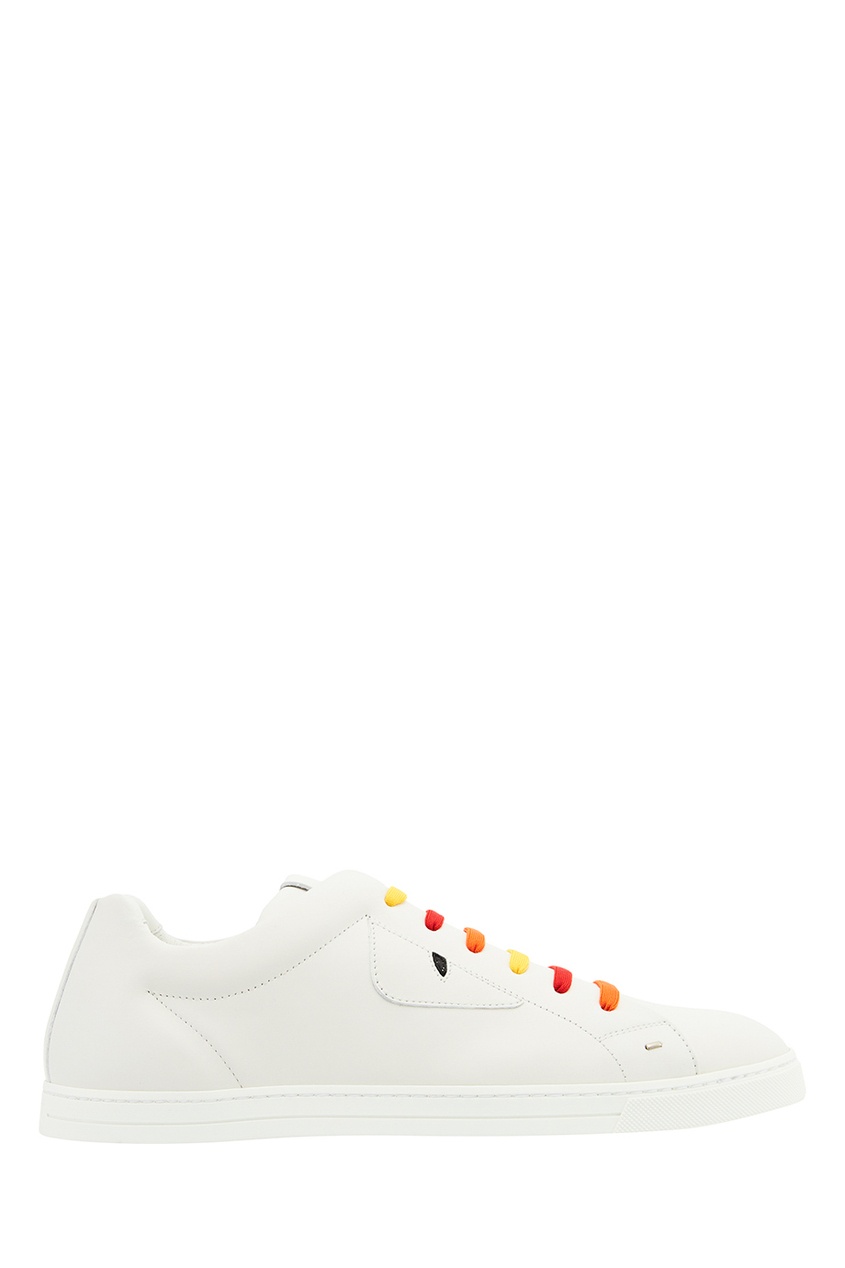 фото Белые кеды с разноцветными шнурками fendi