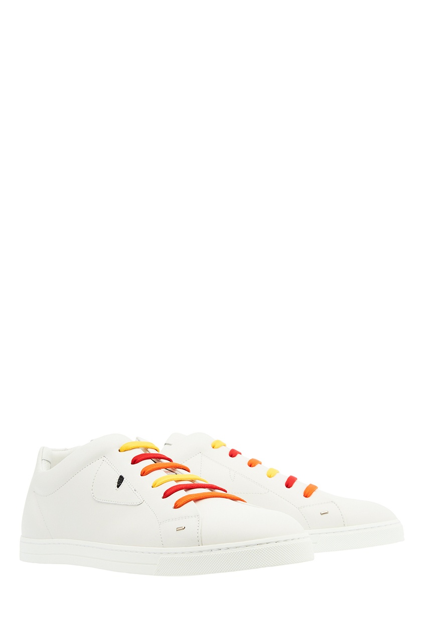 фото Белые кеды с разноцветными шнурками fendi
