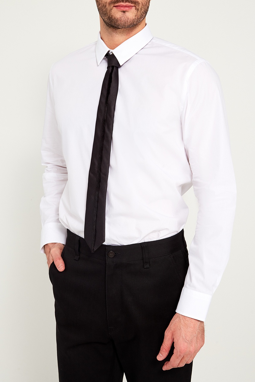 фото Черный галстук с меховой полосой Fendi