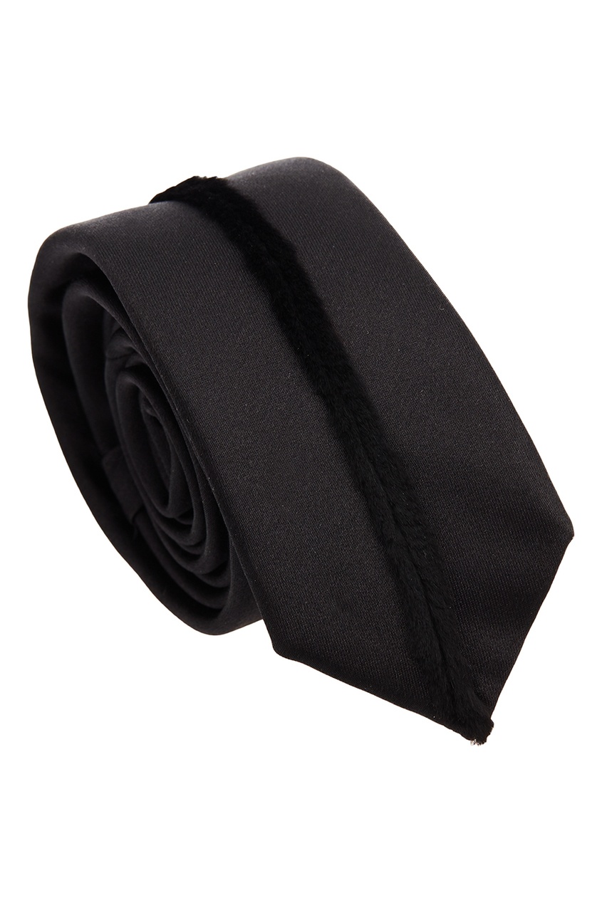 фото Черный галстук с меховой полосой Fendi