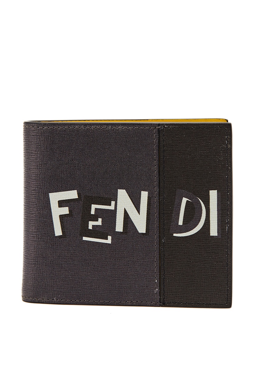 фото Черный кожаный кошелек с логотипом fendi