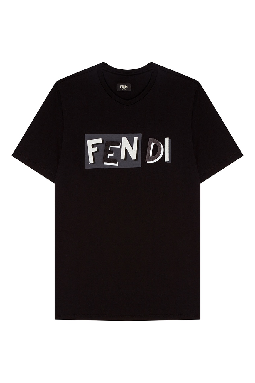 фото Черная футболка с логотипом Fendi