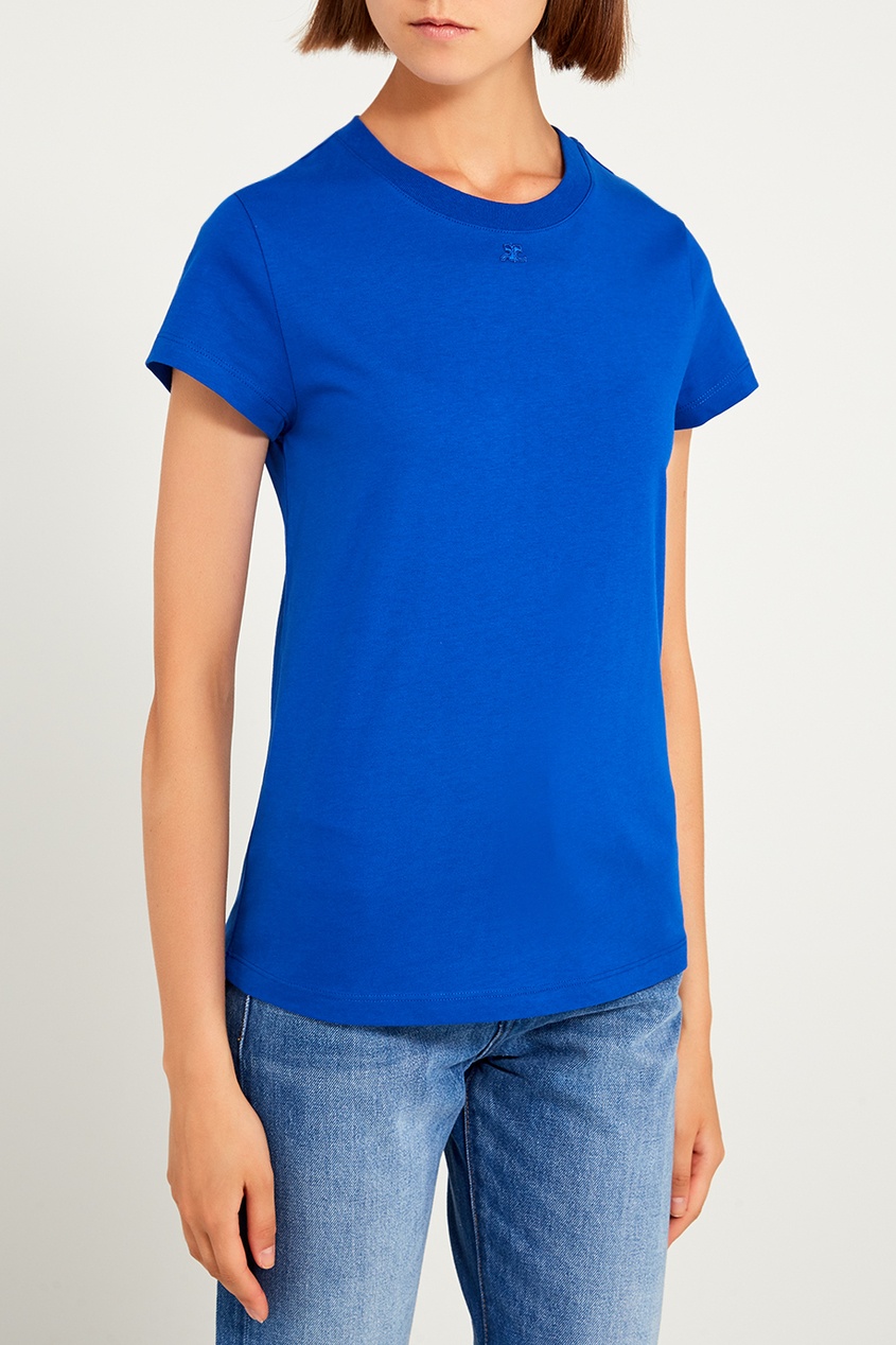 фото Синяя футболка из хлопка courreges