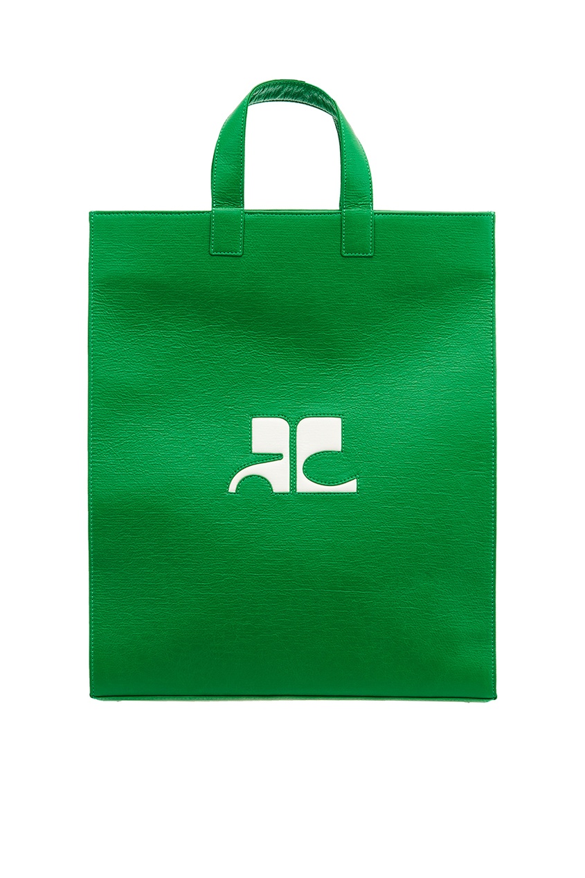 фото Зеленая сумка-тоут с монограммой courreges