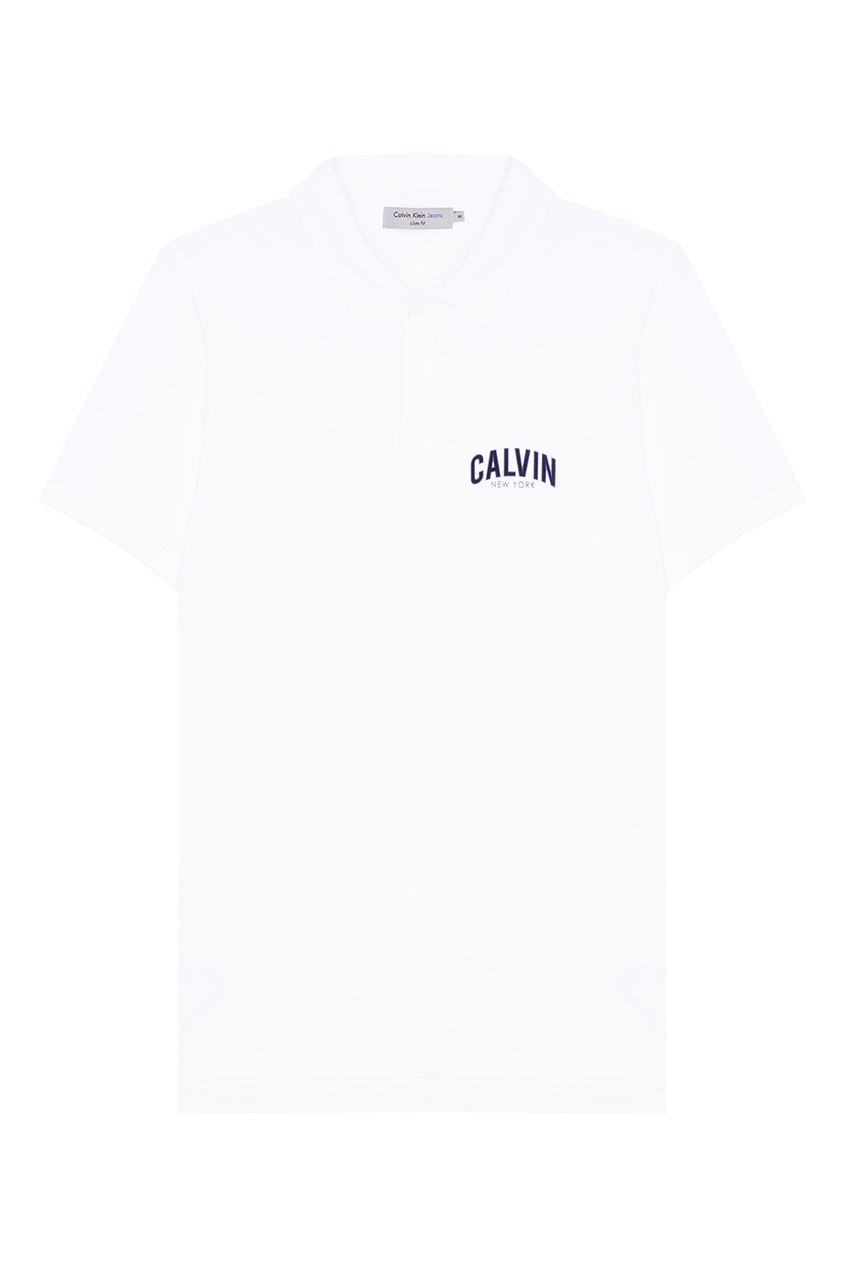фото Белое поло с логотипом calvin klein