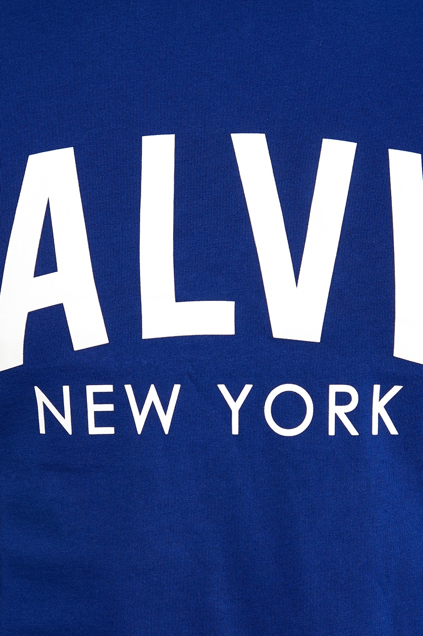 фото Синяя футболка с крупным логотипом calvin klein