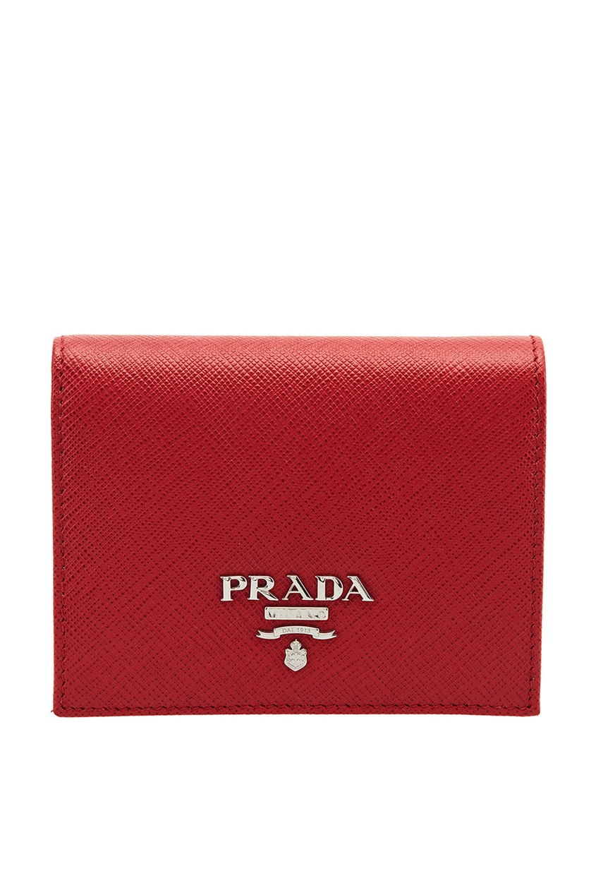 фото Красный кошелек из сафьяновой кожи Prada