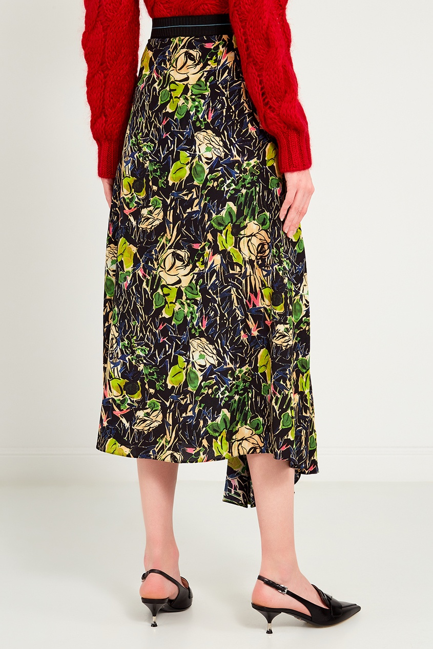 фото Шелковая юбка с абстрактным принтом prada
