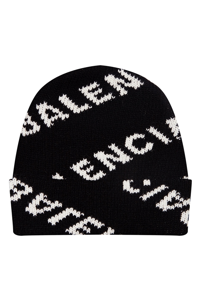 фото Черная шапка из шерсти с логотипами Balenciaga