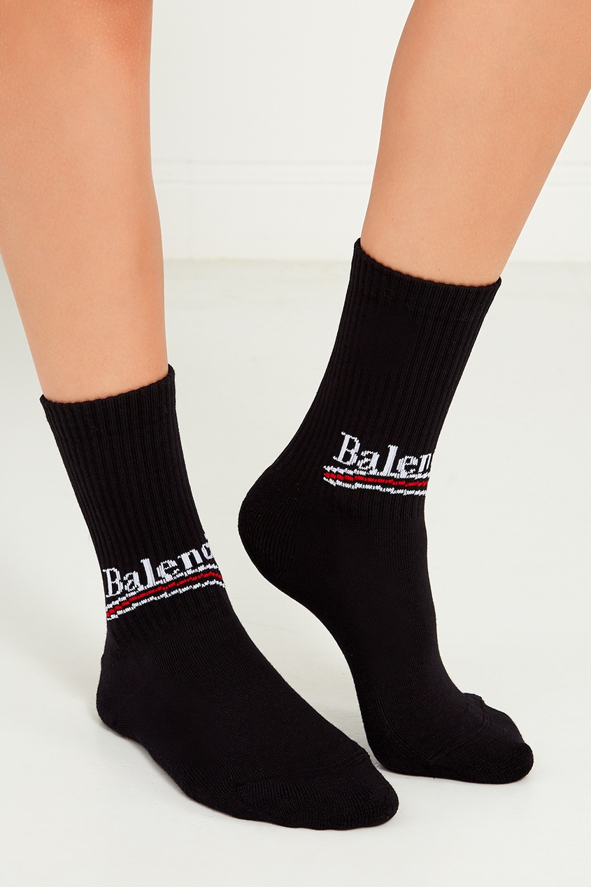 фото Черные носки из хлопка с логотипом Balenciaga