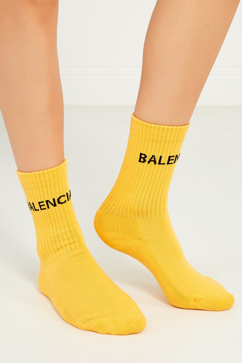 фото Желтые носки из хлопка с логотипом Balenciaga