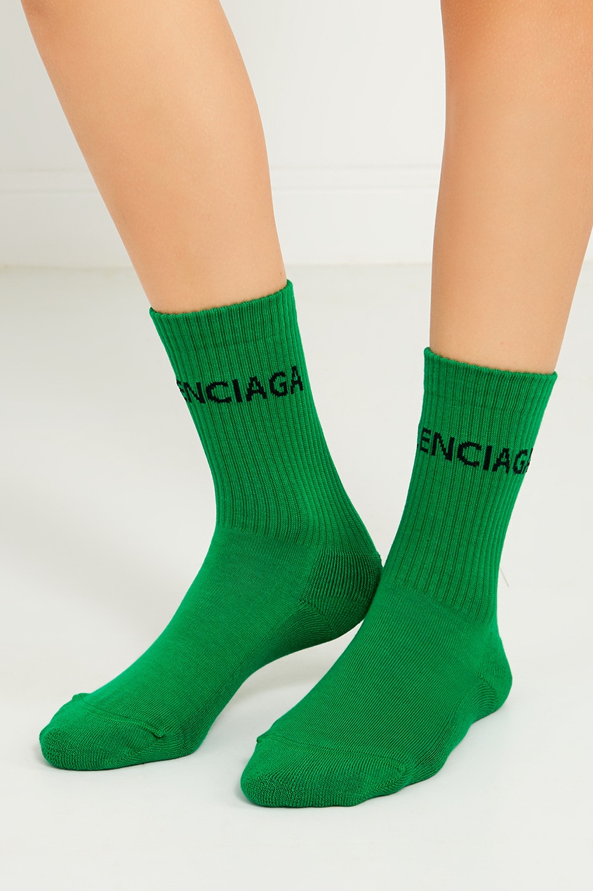 фото Зеленые носки из хлопка с логотипом Balenciaga