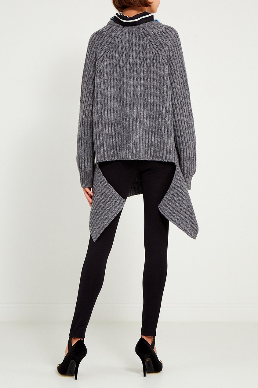 фото Серый шерстяной пуловер с платком Balenciaga