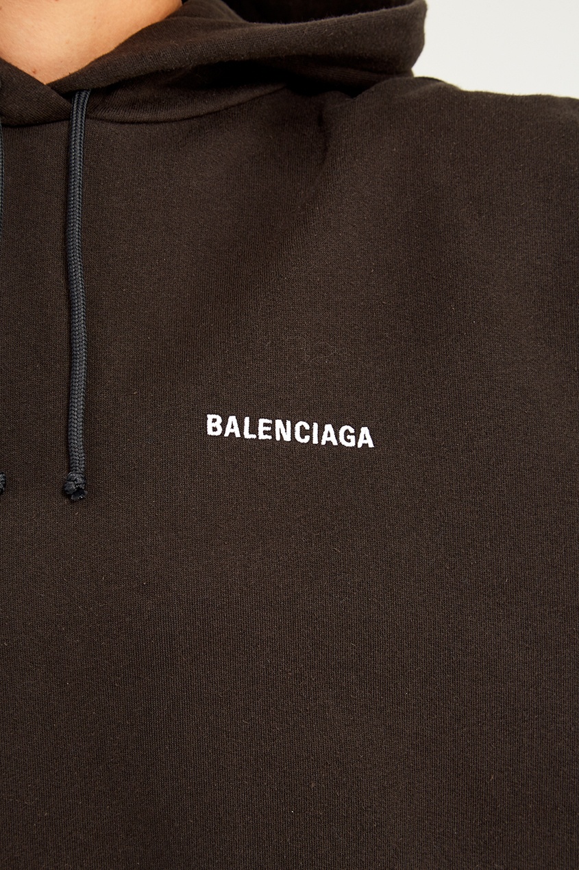 фото Черное хлопковое худи с логотипом balenciaga