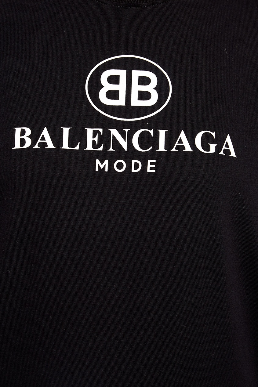 фото Футболкачерная хлопковая футболка с логотипом balenciaga