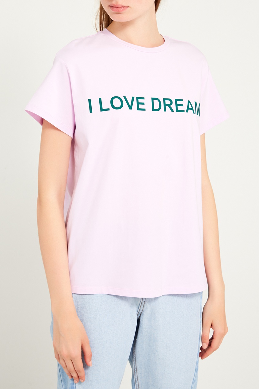 фото Розовая футболка из хлопка с надписью akhmadullina dreams