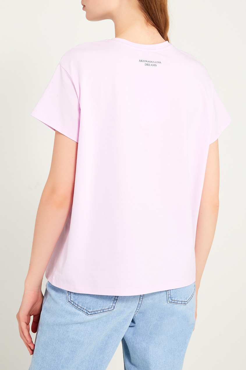 фото Розовая футболка из хлопка с надписью akhmadullina dreams