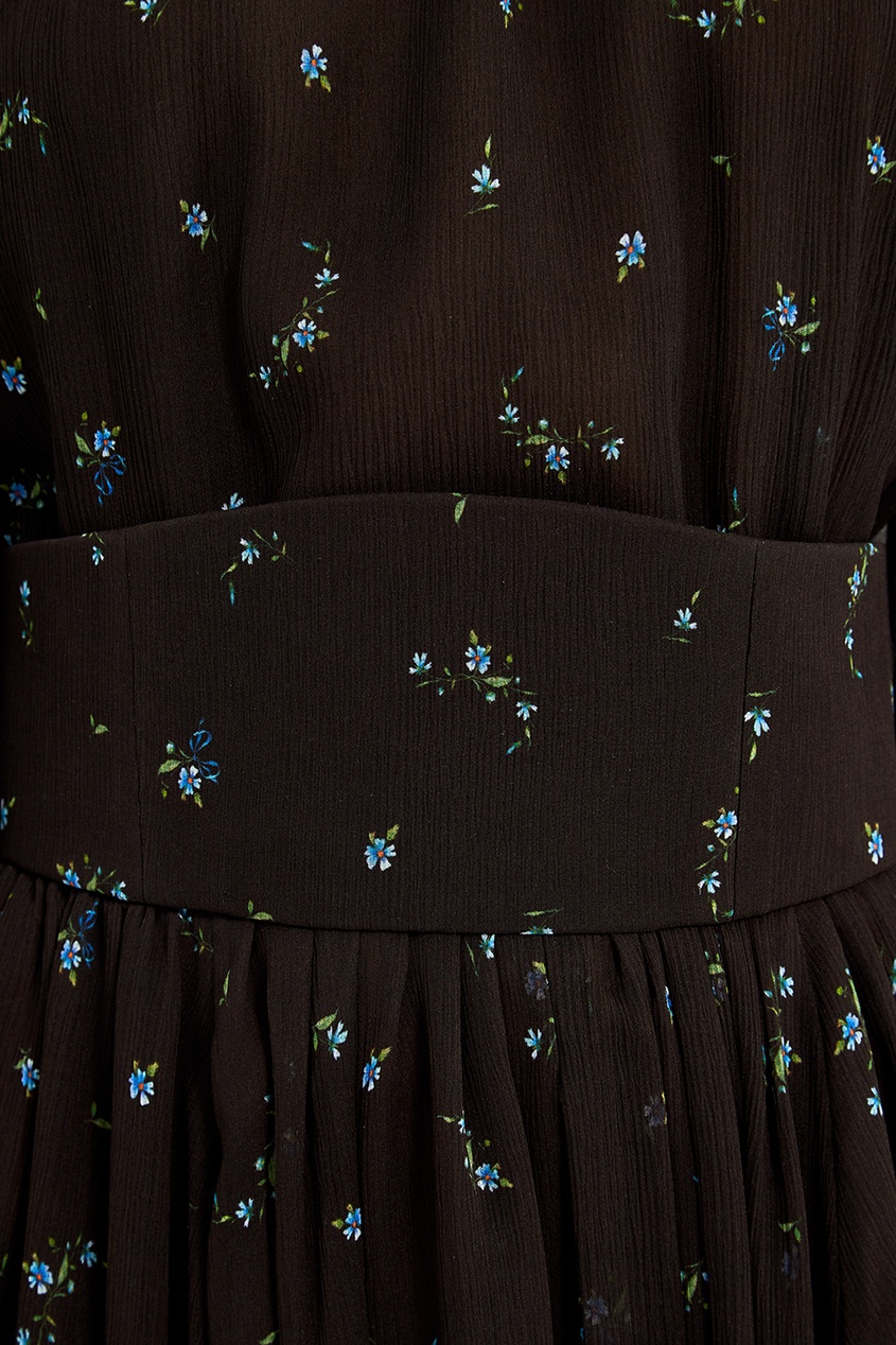 фото Черное платье из шелка с принтом ulyana sergeenko