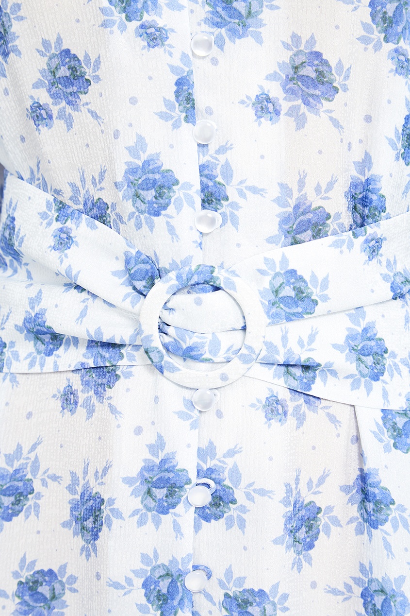фото Белое платье с голубыми цветами ulyana sergeenko