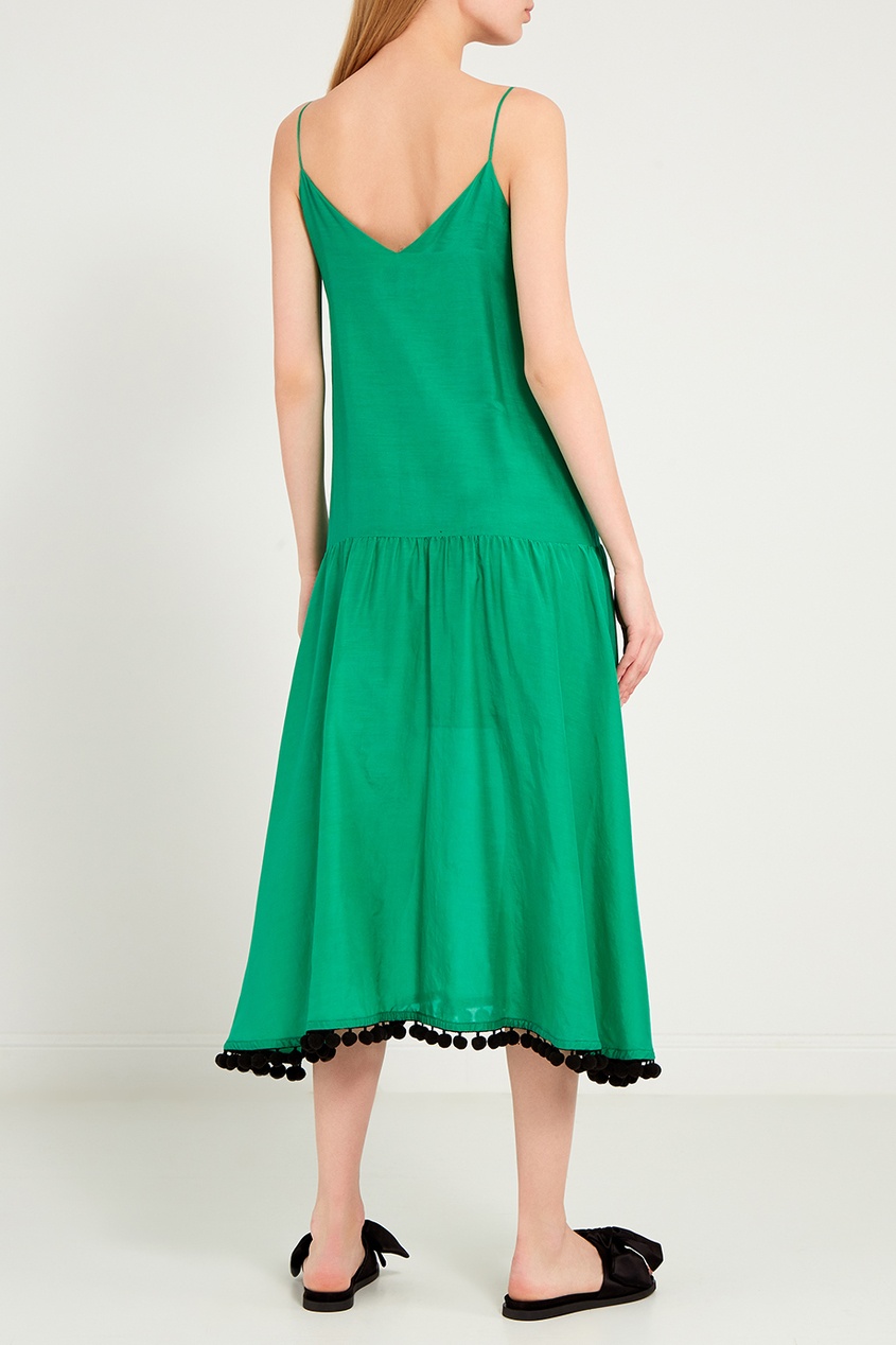 фото Зеленое платье с помпонами erma
