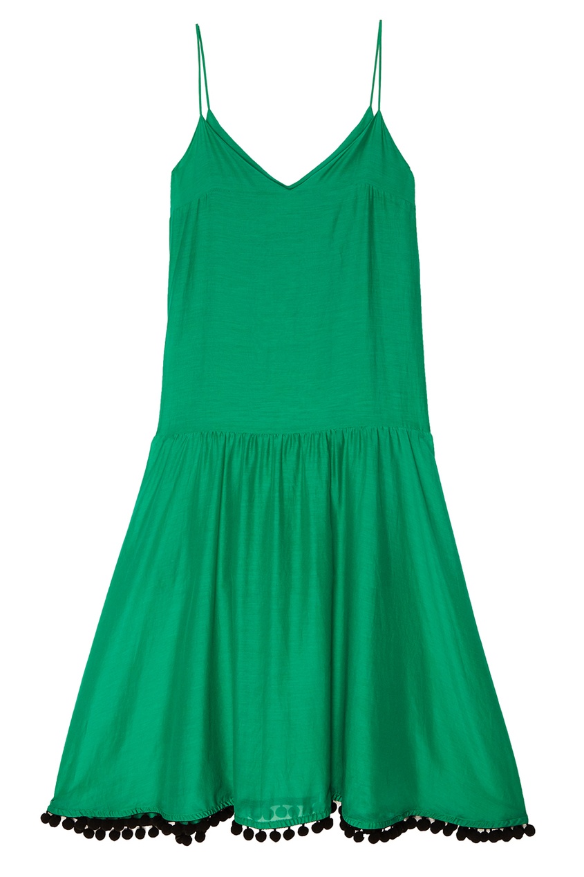 фото Зеленое платье с помпонами erma