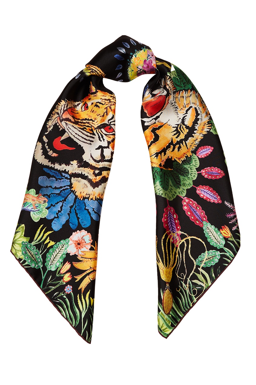 фото Шелковый платок с тропическим принтом Gucci