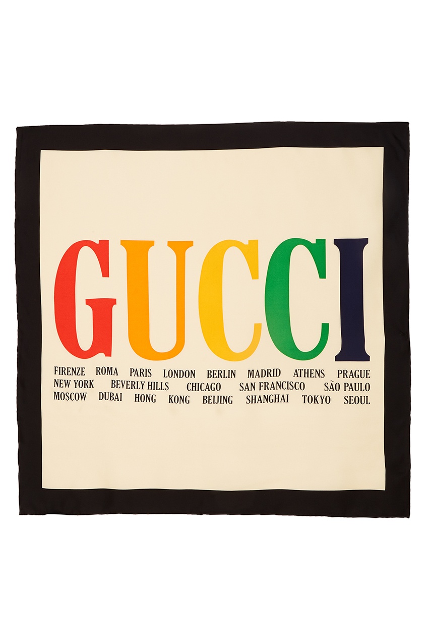 фото Шелковый платок с логотипом Gucci
