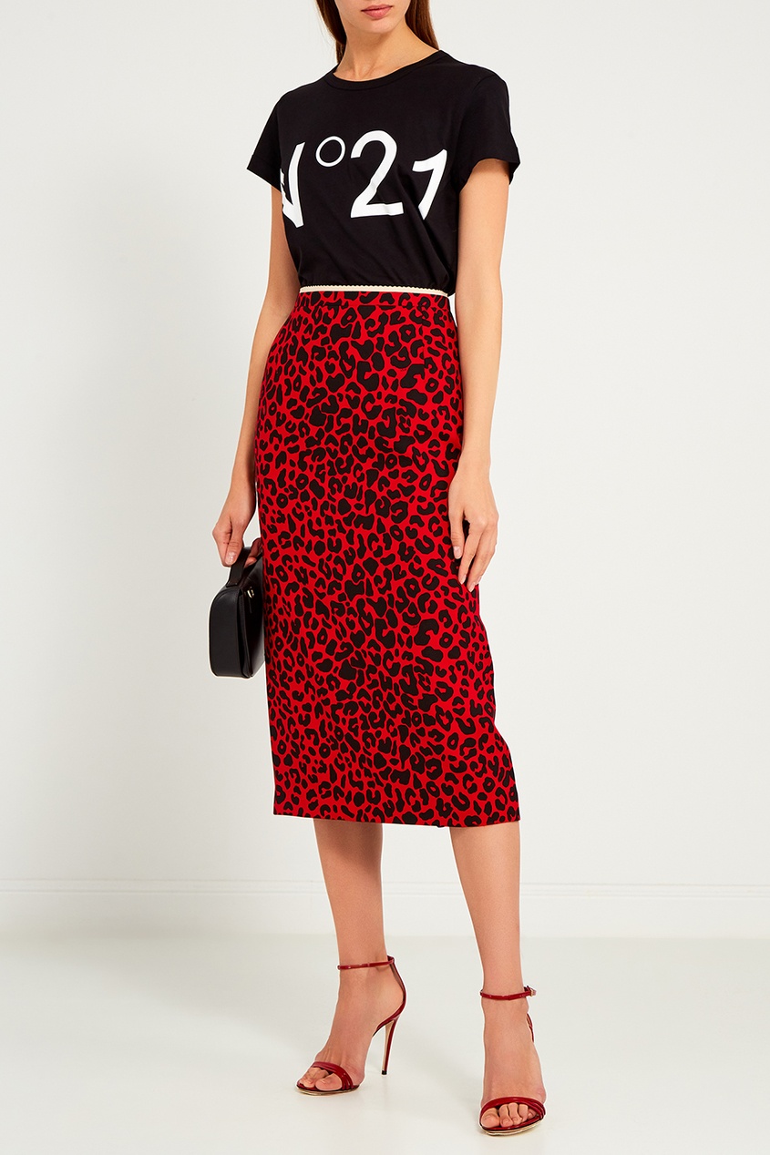 фото Красная юбка с леопардовым принтом no.21