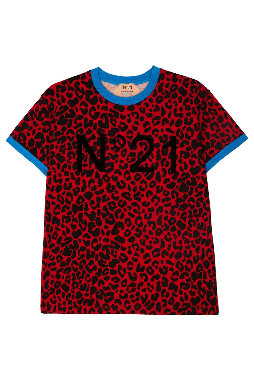 фото Красная футболка с леопардовым принтом no.21