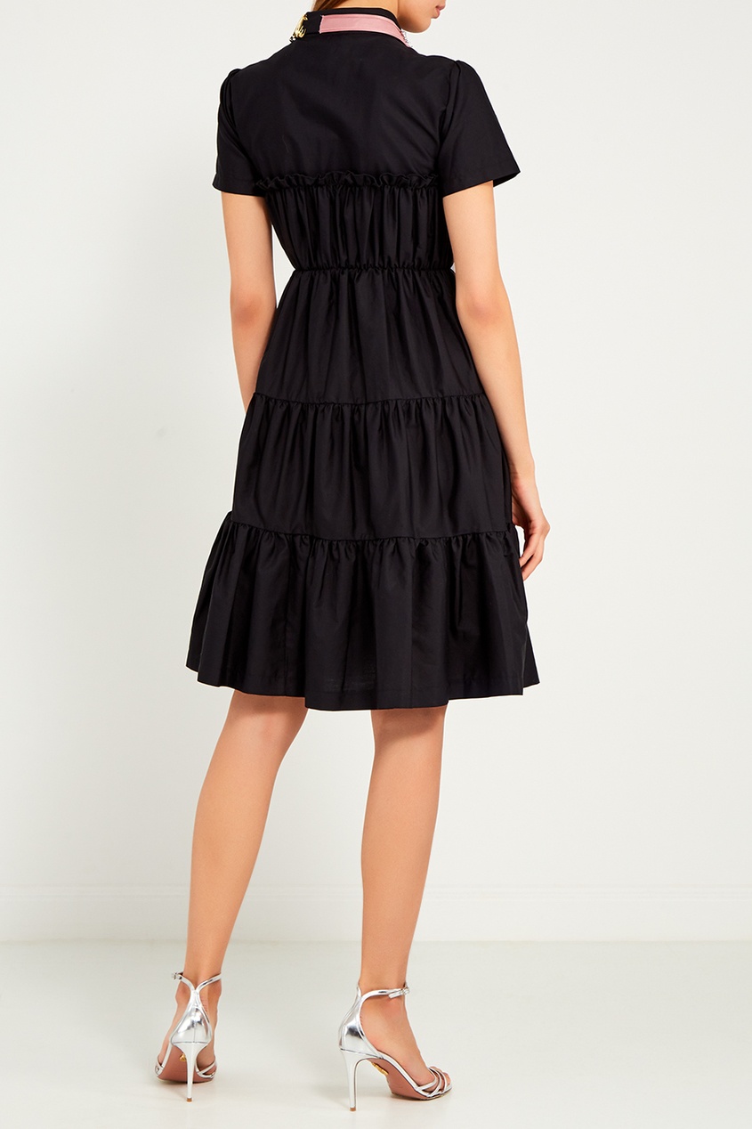 фото Черное хлопковое платье с воланами no.21