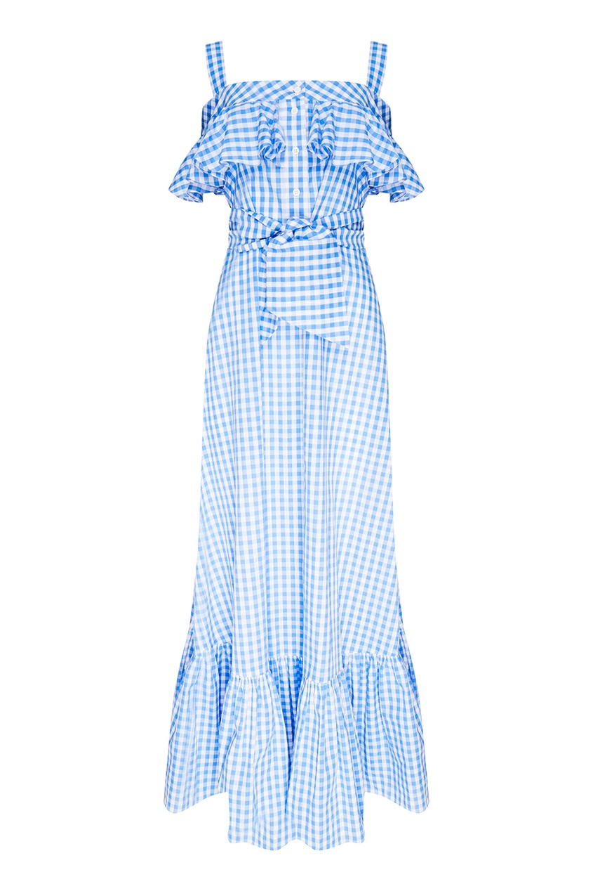 фото Хлопковое платье с открытыми плечами ли-лу