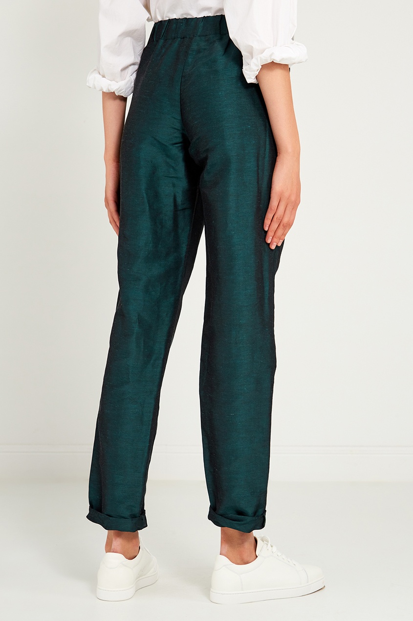 фото Зеленые брюки с подворотами laroom