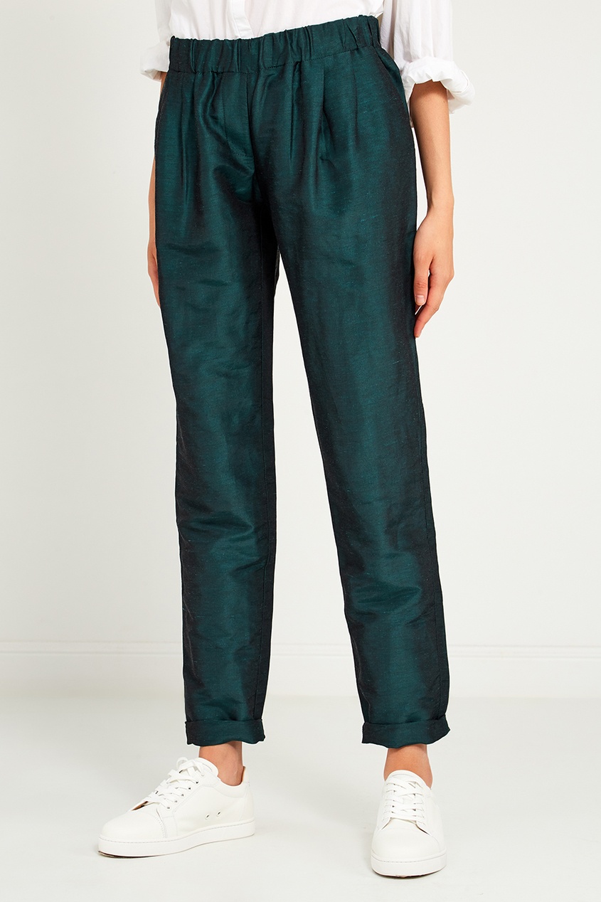 фото Зеленые брюки с подворотами laroom