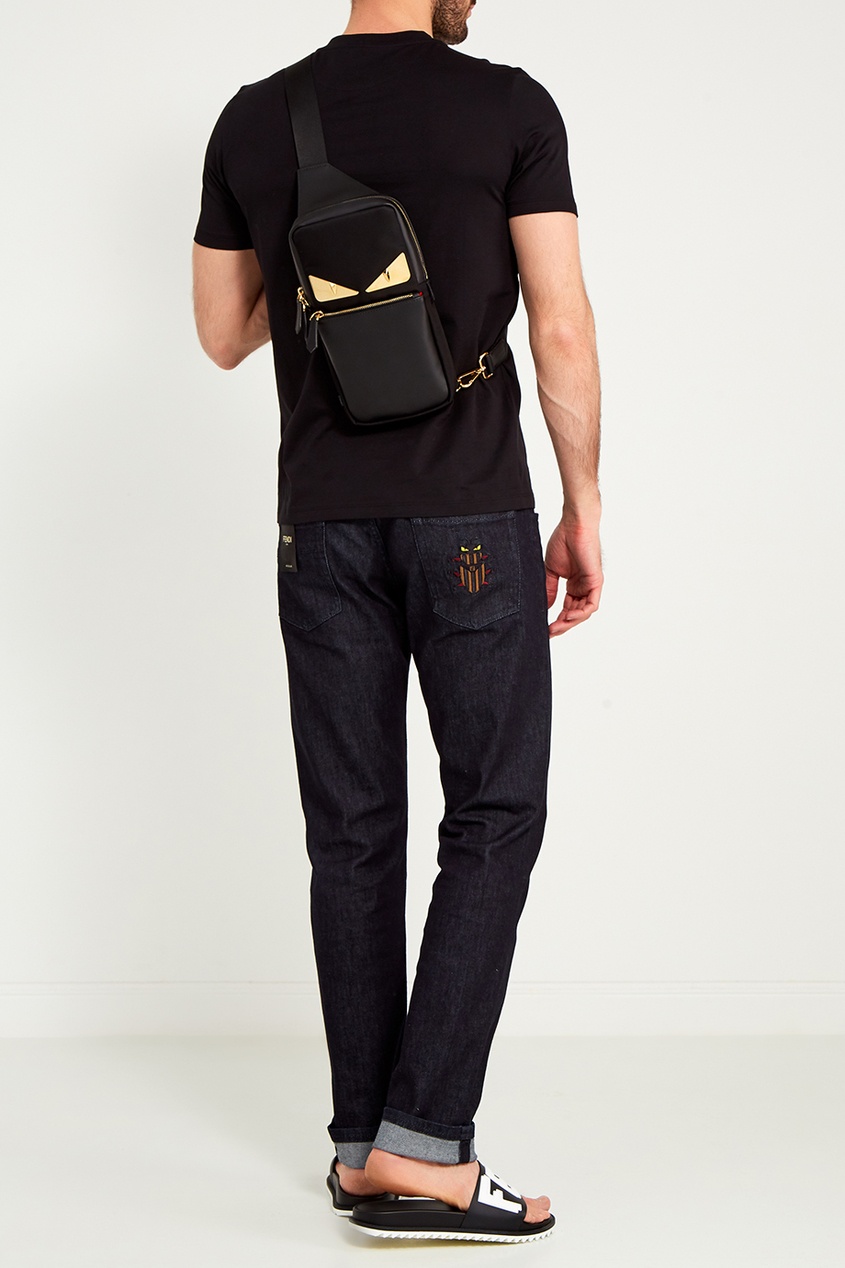 фото Черный рюкзак на одно плечо Bag Bugs Fendi