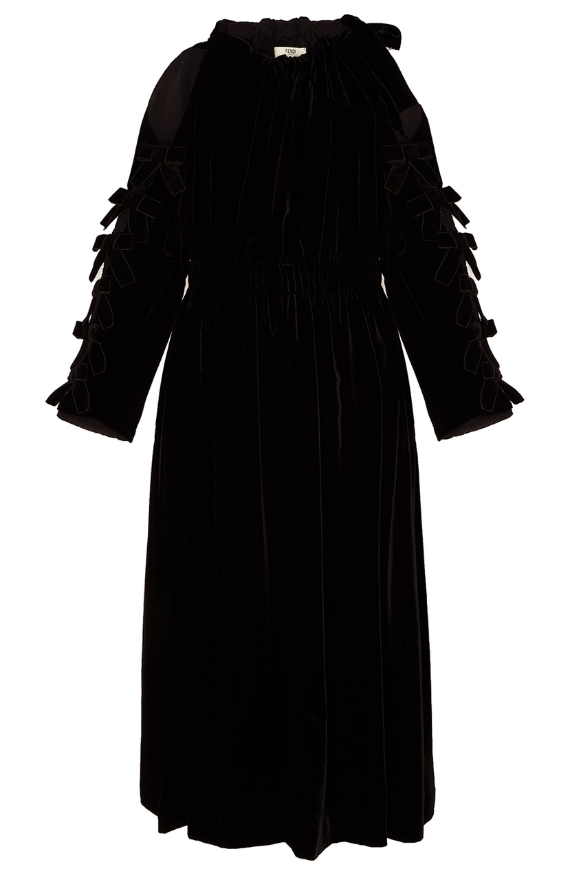 фото Черное платье c открытыми плечами Fendi