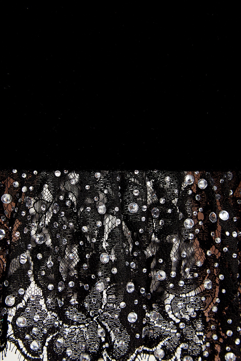 фото Черная юбка с отделкой кристаллами miu miu