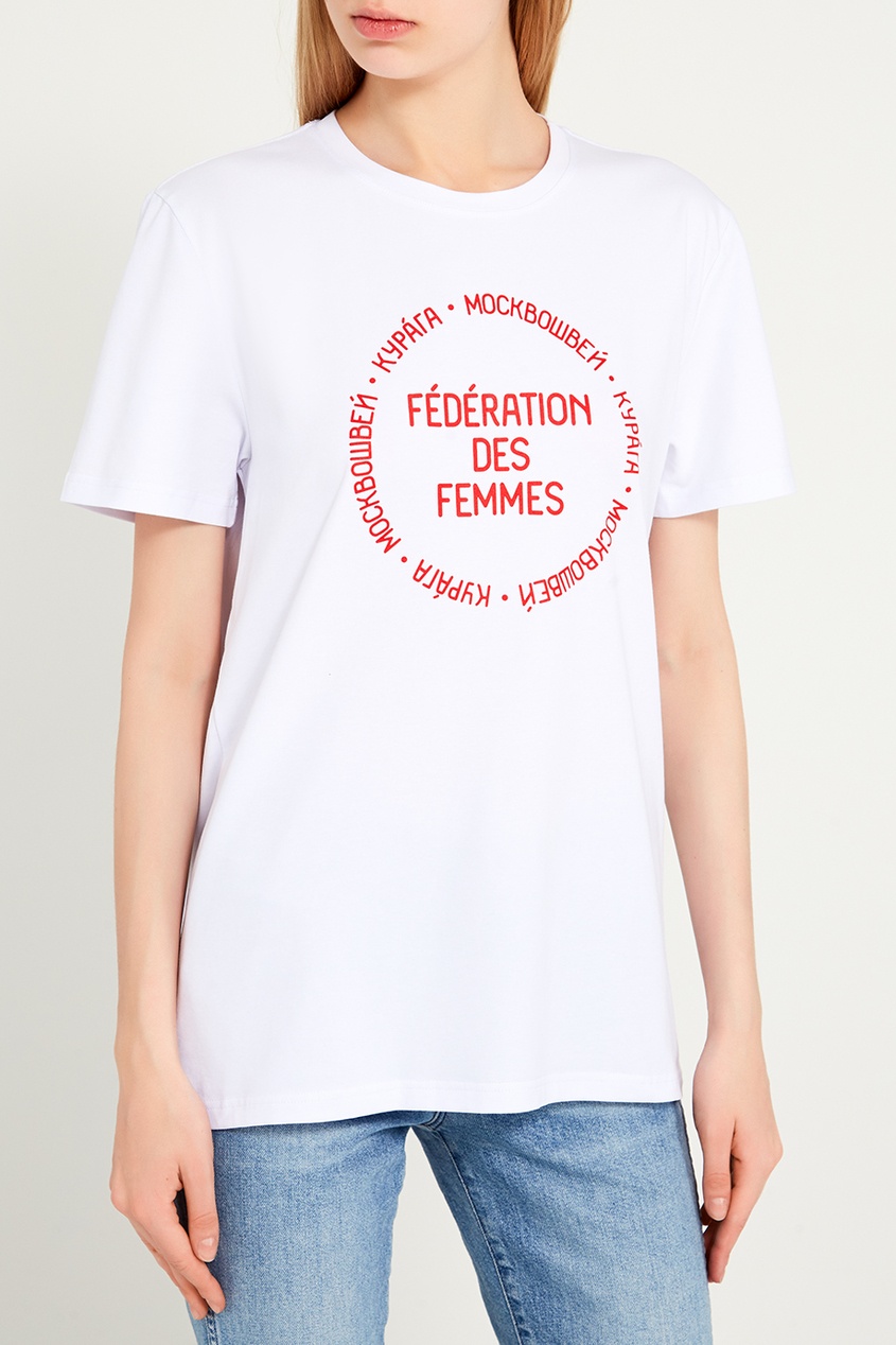 

Белая футболка с контрастной надписью, Белый