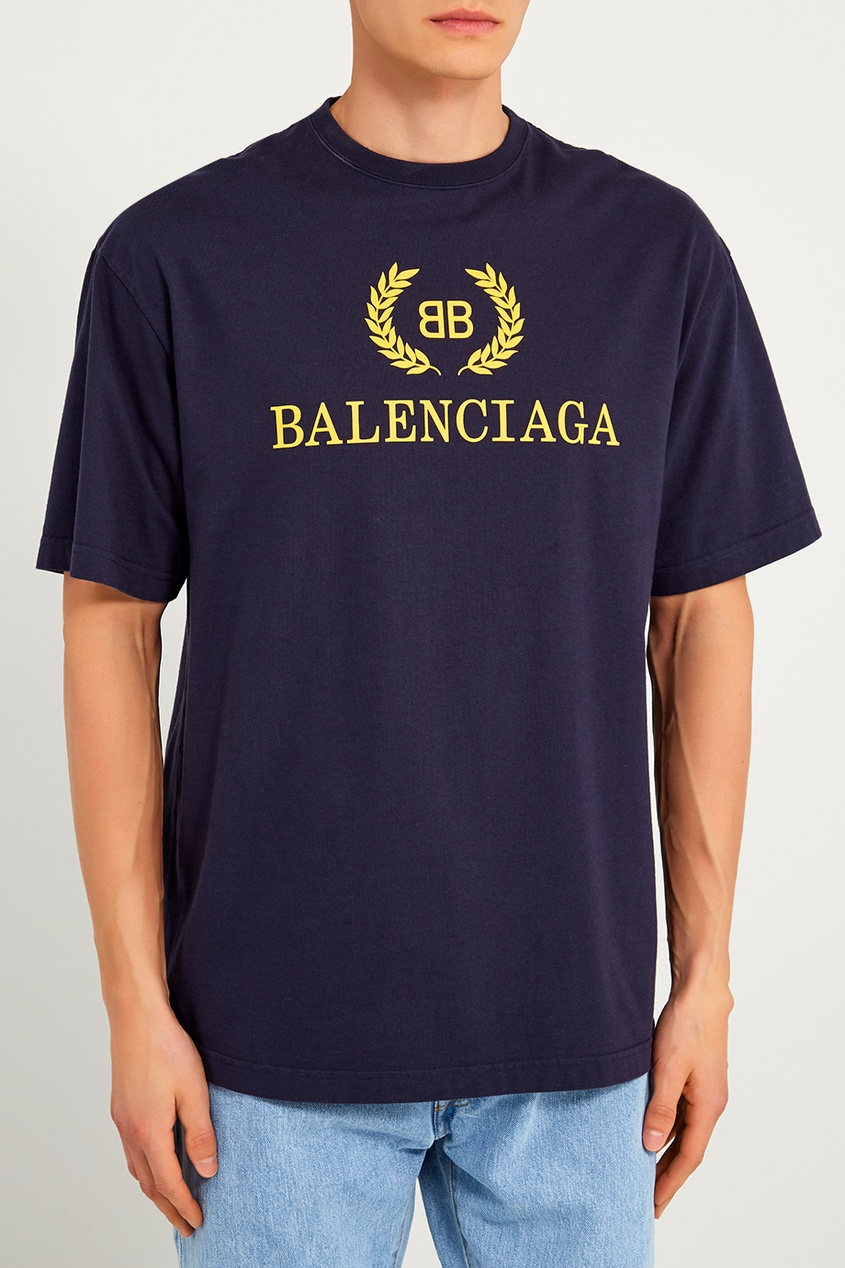 фото Синяя футболка с логотипом Balenciaga man