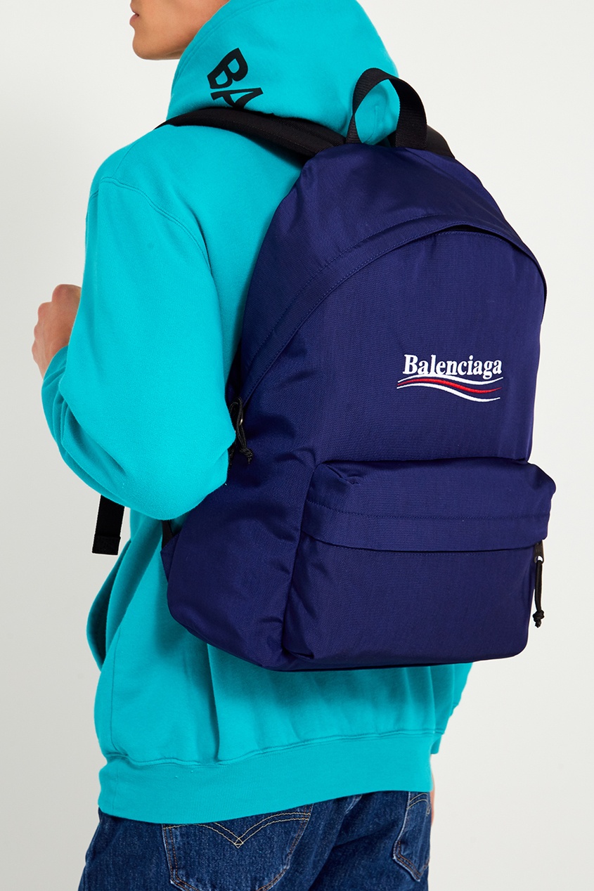 фото Синий рюкзак с логотипом balenciaga