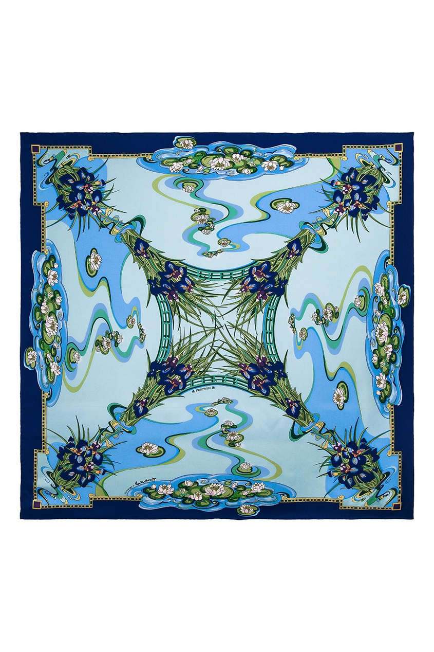 

Платок шелковый "Каре" Посвящение Клоду Моне, дизайн "Ирисы, Multicolor