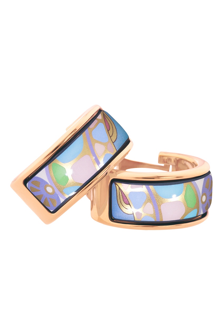 Овальные серьги с золотистым орнаментом