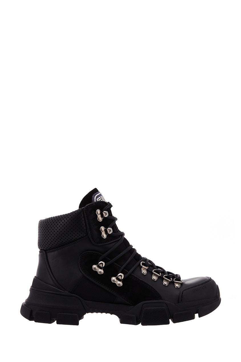 фото Черные кожаные ботинки Flashtrek high-top Gucci
