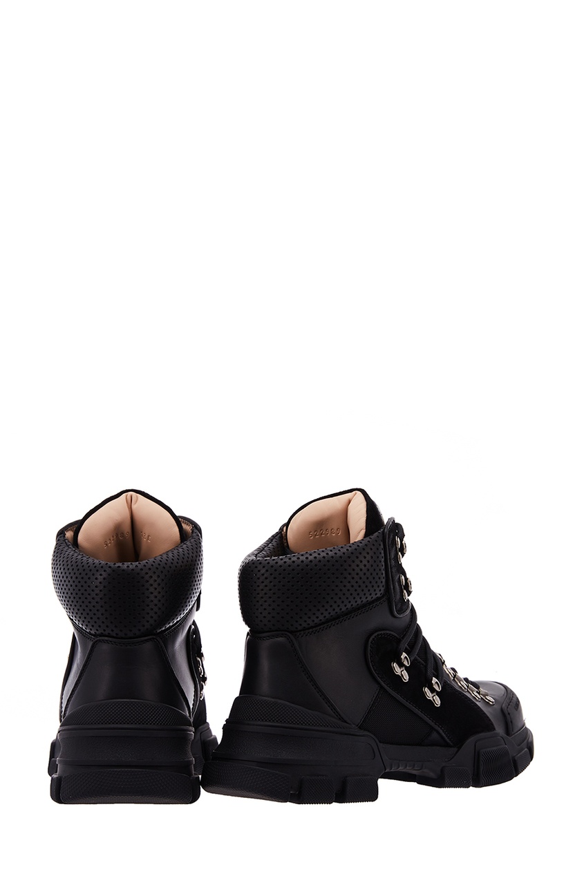 фото Черные кожаные ботинки flashtrek high-top gucci
